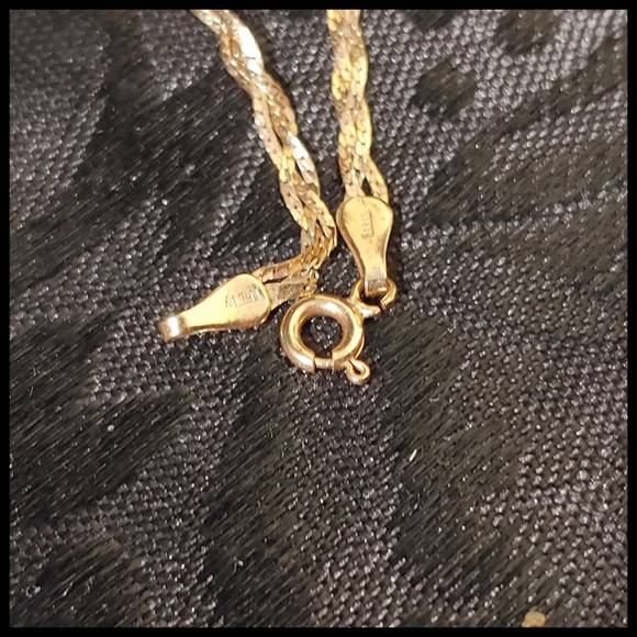 14KT Gold Triple Strand Braided 19" Necklace - Picture 5 of 10